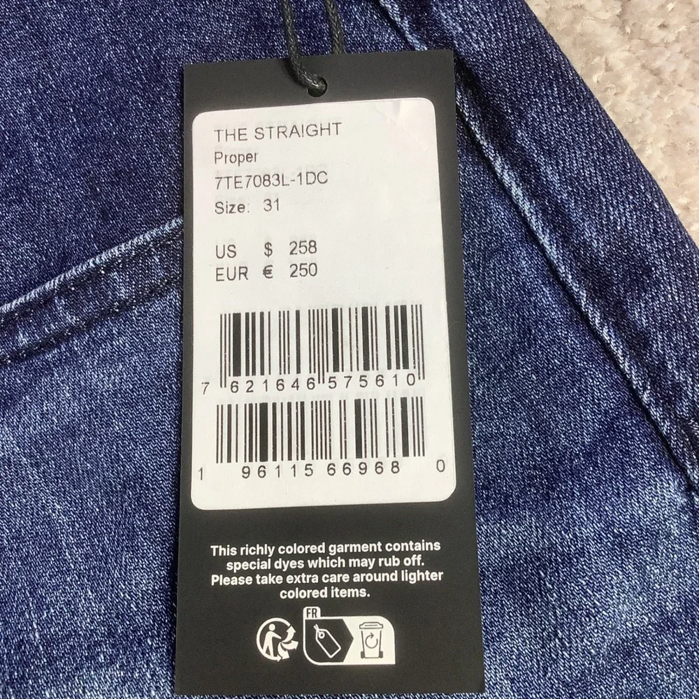 7 For All Mankind Mens The Straight Airweft Denim Jeans Blue Size 31 x 34 NWT